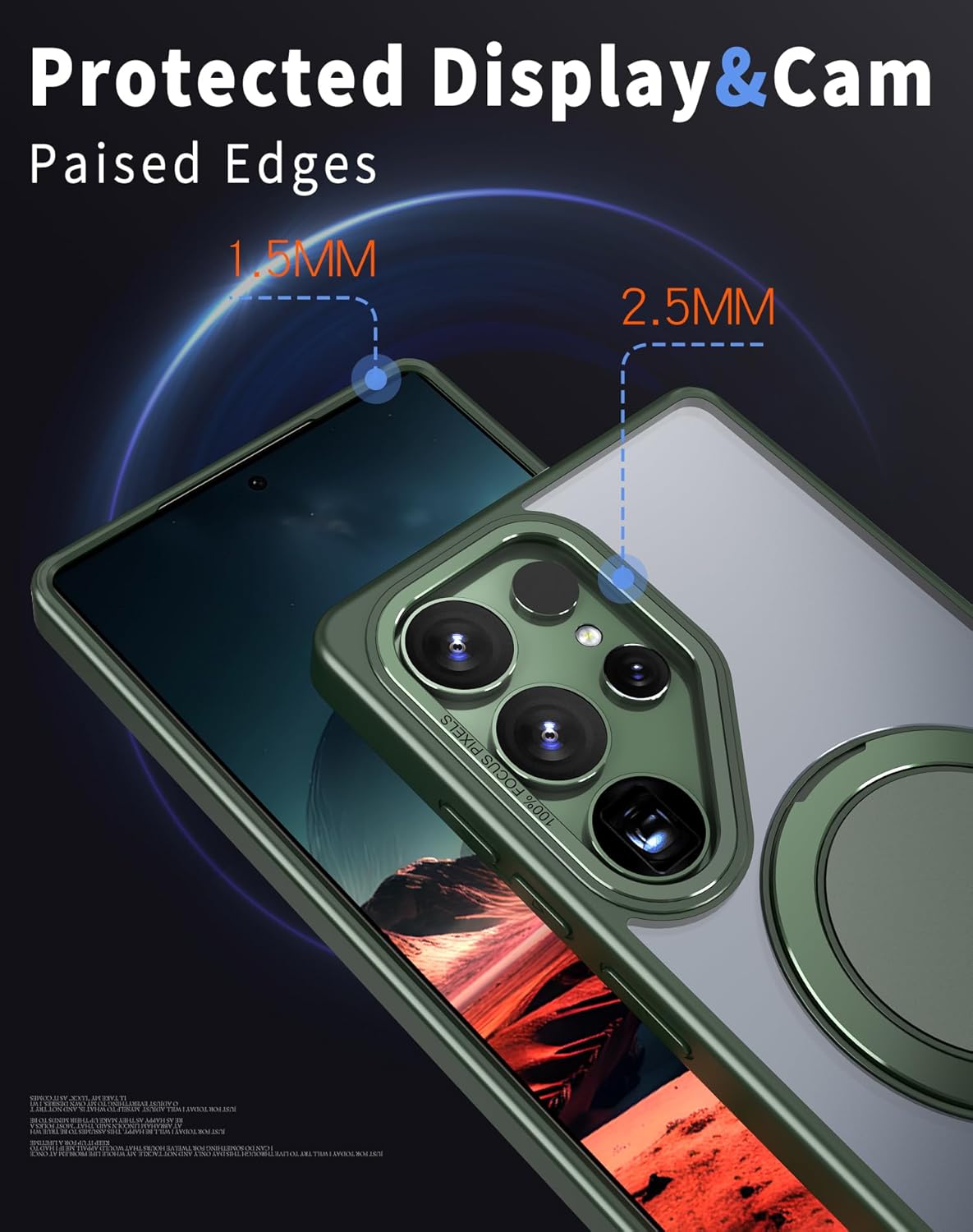 iTape Magnetic phone case for Samsung Galaxy S25 Ultra, mechanical gear 360° rotating bracket supports wireless charging, shockproof ultra-thin shell Gray