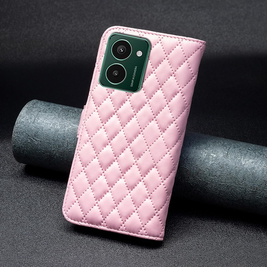 iTape Diamond Wallet Case for HMD Pulse Plus, Magnetic Snap Wallet Case, Flip-Stand for Shockproof Protection Pink