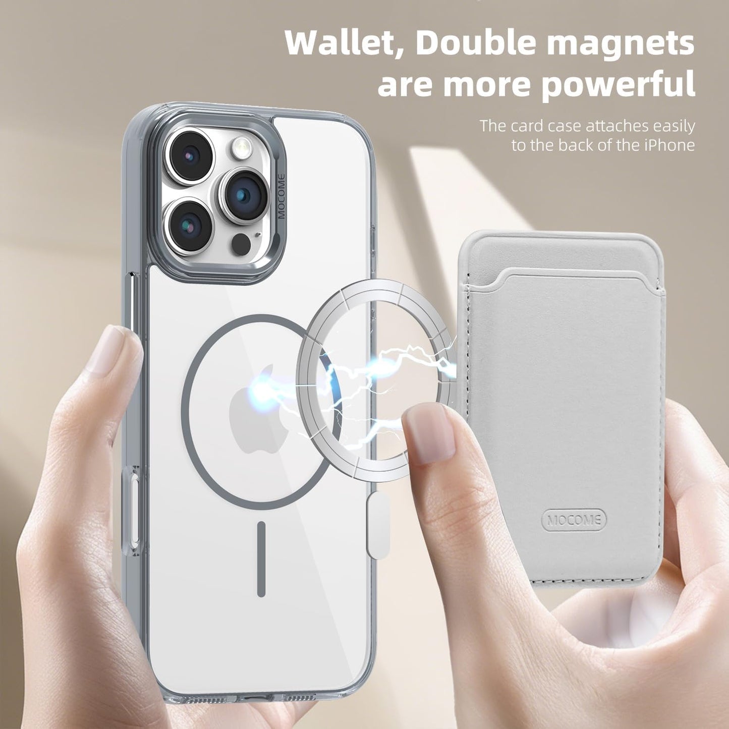 Magnetic transparent phone case for iPhone 16 Pro max, supports wireless charging, military-grade drop-proof, compatible with iPhone 16 Pro max Car magnetic bracket 2 in 1 magnetic card holder