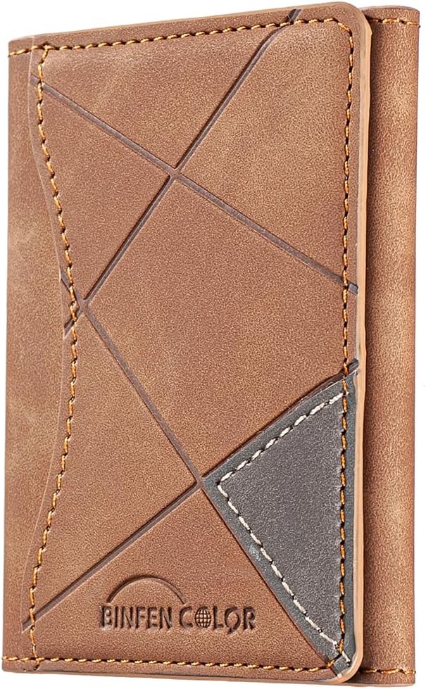 iTape Leather Magnetic Phone Wallet Compatible with Various Phone Models Android and iOS, Ultra-thin Trifold Wallet Card Holder Flip Stand Purple