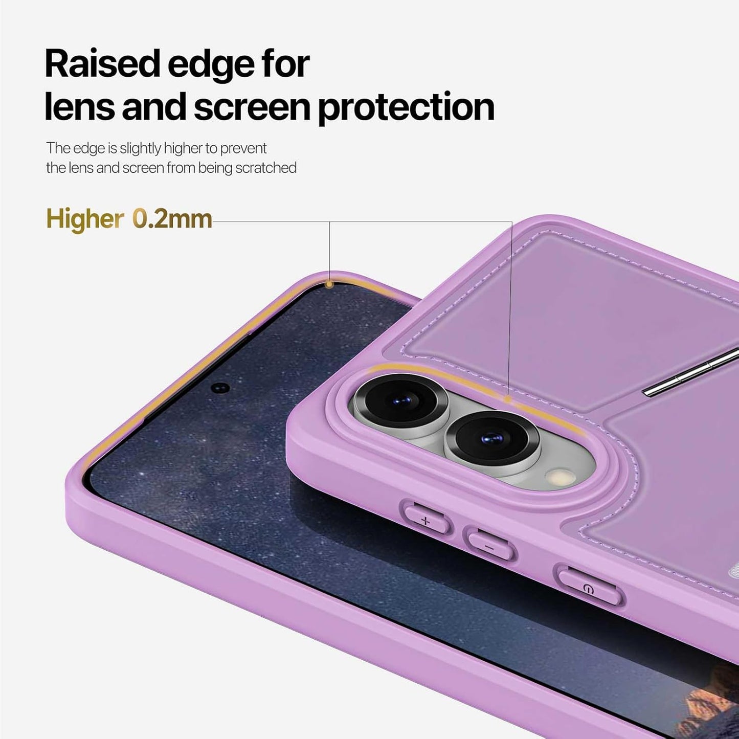 iTape 3 in 1 Magnetic Holder Phone Case for Samsung Galaxy S25 Edge, Wireless Charging Dual Card Phone Case Compatible with Samsung Galaxy S25 Edge RFID anti-theft card Purple