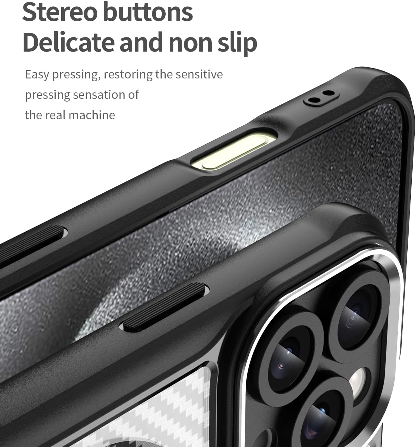 Magnetic carbon fibre case for iPhone 16 Pro max, support wireless charging, carbon fibre shockproof slim case Black