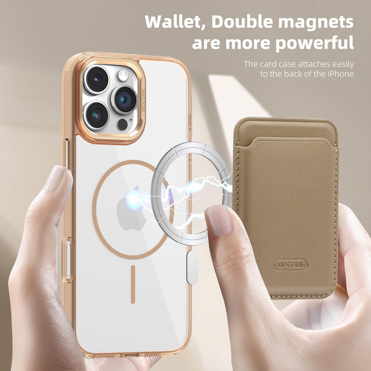Magnetic transparent phone case for iPhone 16 Pro max, supports wireless charging, military-grade drop-proof, compatible with iPhone 16 Pro max Car magnetic bracket 2 in 1 magnetic card holder