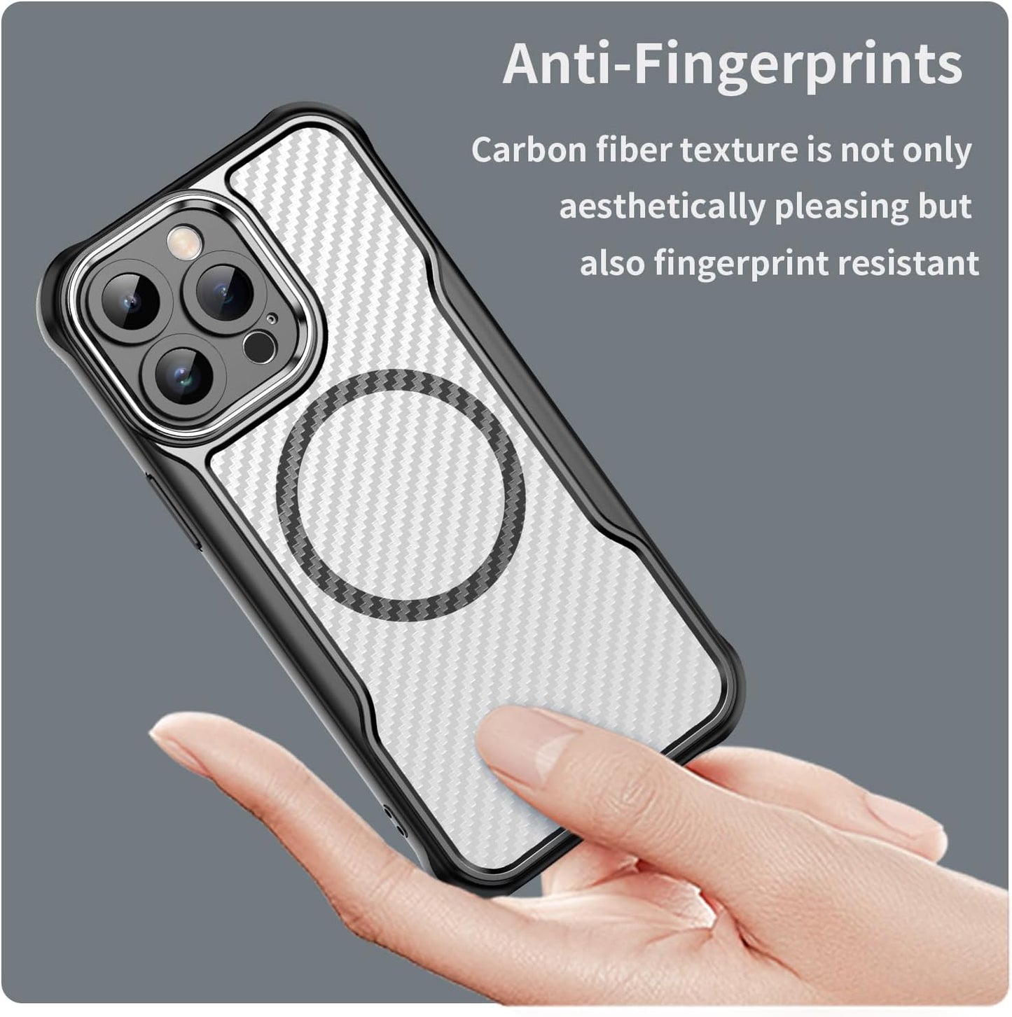 Magnetic carbon fibre case for iPhone 14 Pro max, support wireless charging, carbon fibre shockproof slim case Green
