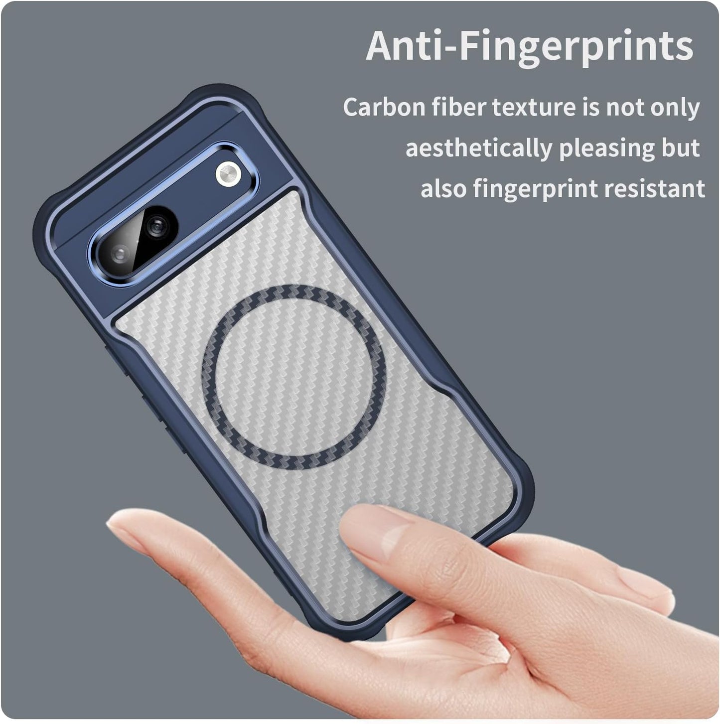 iTape Magnetic carbon fibre case forGoogle Pixel 8a, support wireless charging, carbon fibre shockproof slim case Black