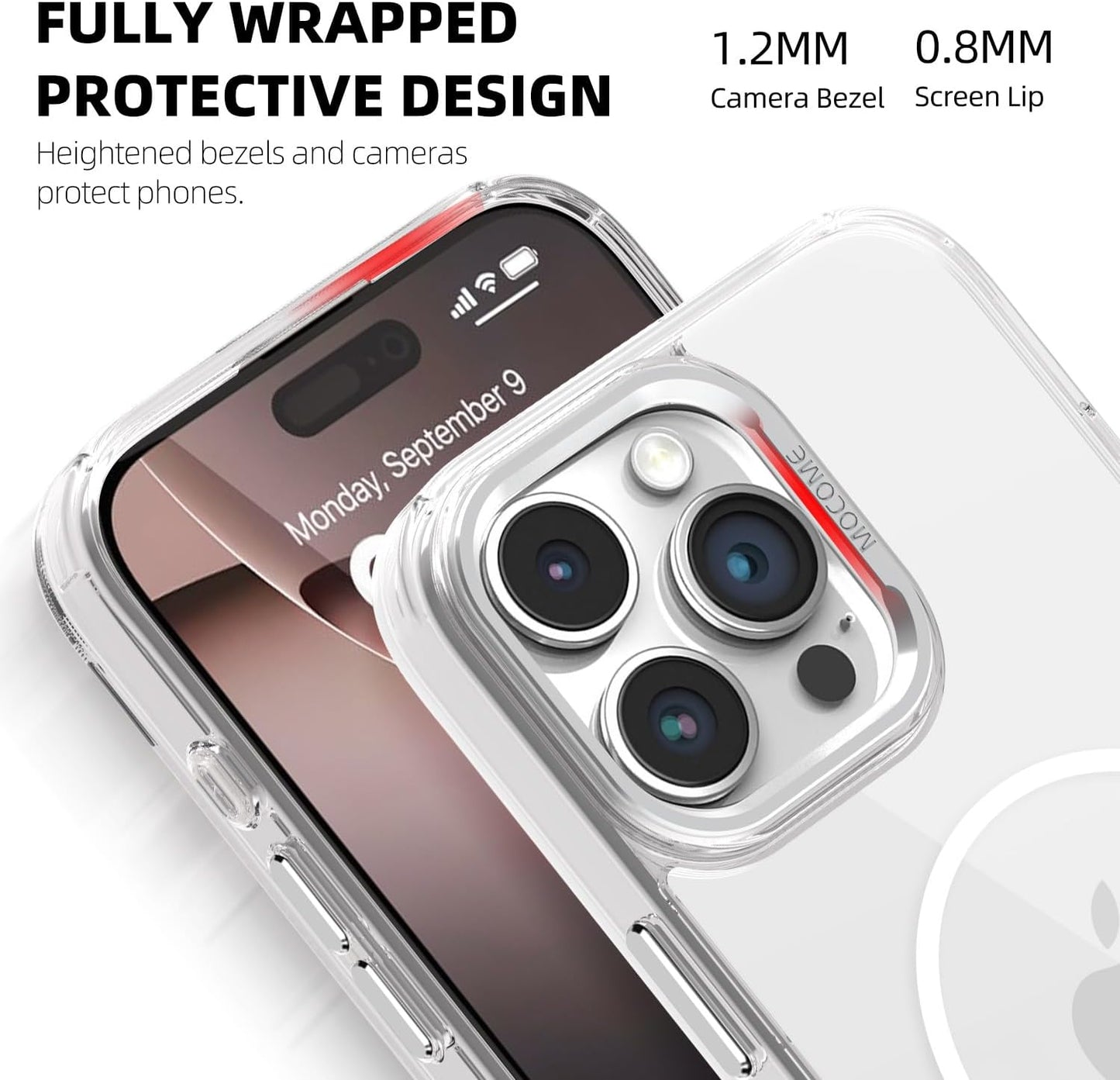 Magnetic transparent phone case for iPhone 16 Pro max, supports wireless charging, military-grade drop-proof, compatible with iPhone 16 Pro max Car magnetic bracket 2 in 1 magnetic card holder