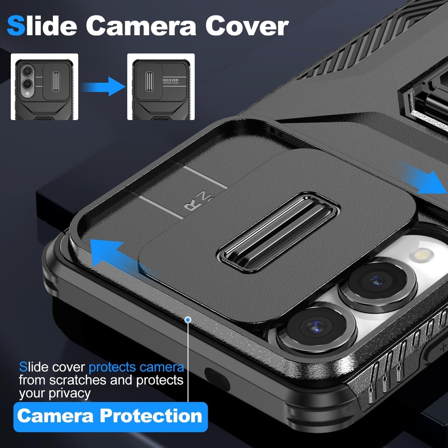 Magnetic car mount 2 in 1 phone case for Samsung Galaxy S25 Edge, double layer shockproof and drop-proof protective case. 360° rotating bracket finger ring buckle push window lens protection