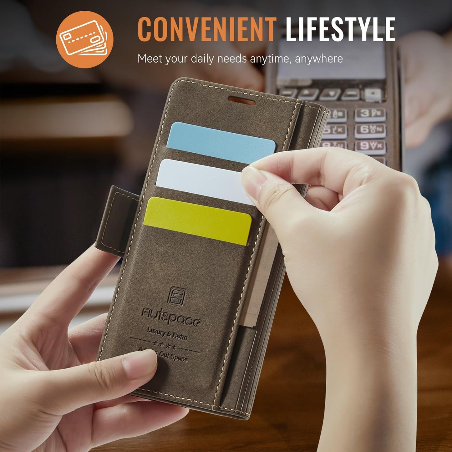iTape Soft leather wallet case for Google Pixel 9Pro, RFID (anti-theft), wallet card slot flip cover stand for Google Pixel 9Pro Support wireless charging Brown
