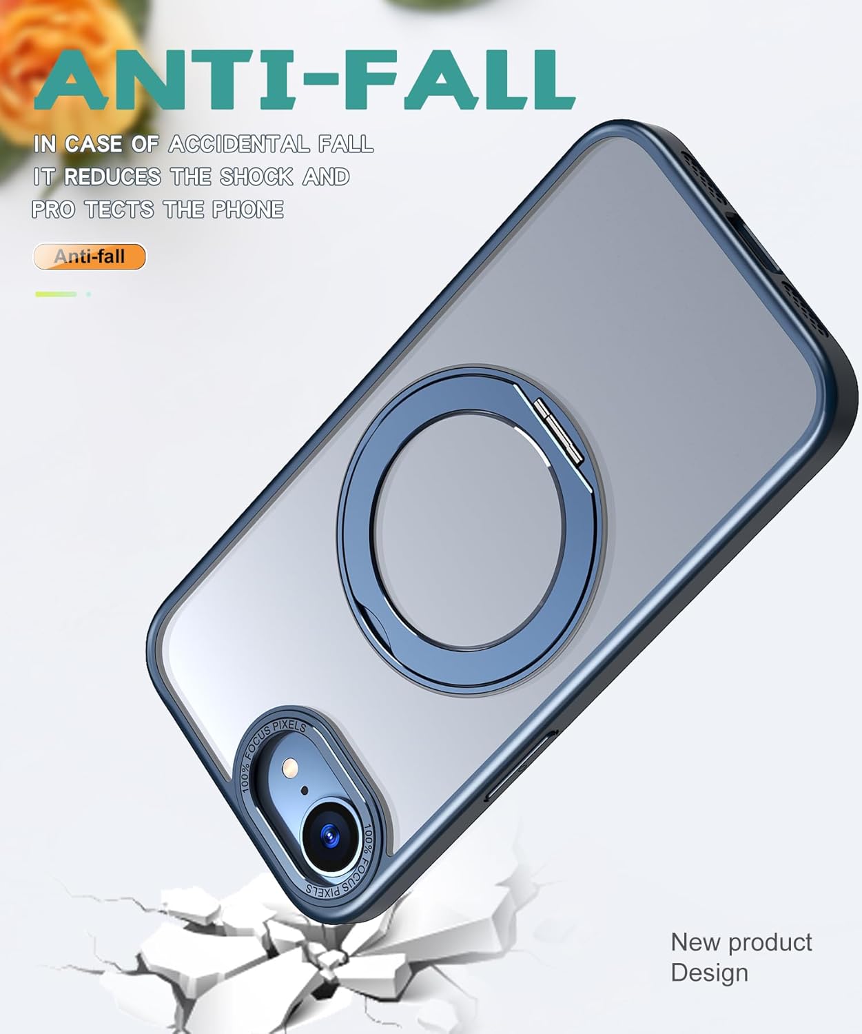 Magnetic phone case for iPhone 16E, 360° rotating bracket supports wireless charging, shockproof ultra-thin shell Gray