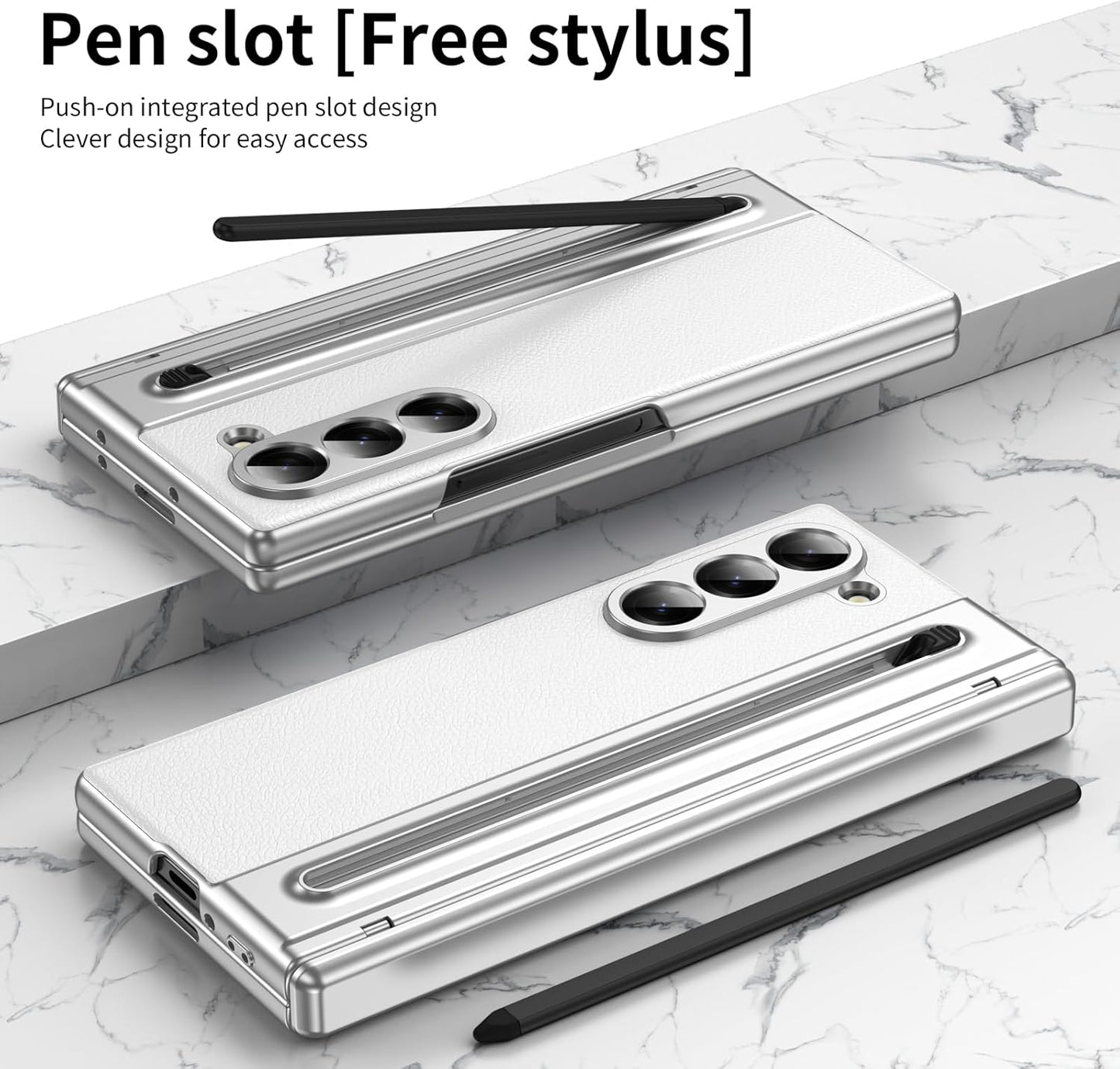 Lightweight phone case for Samsung Galaxy Z Fold6, hinged case supports wireless charging with lens protection, screen protector, complimentary stylus, drop-proof and fingerprint resistant