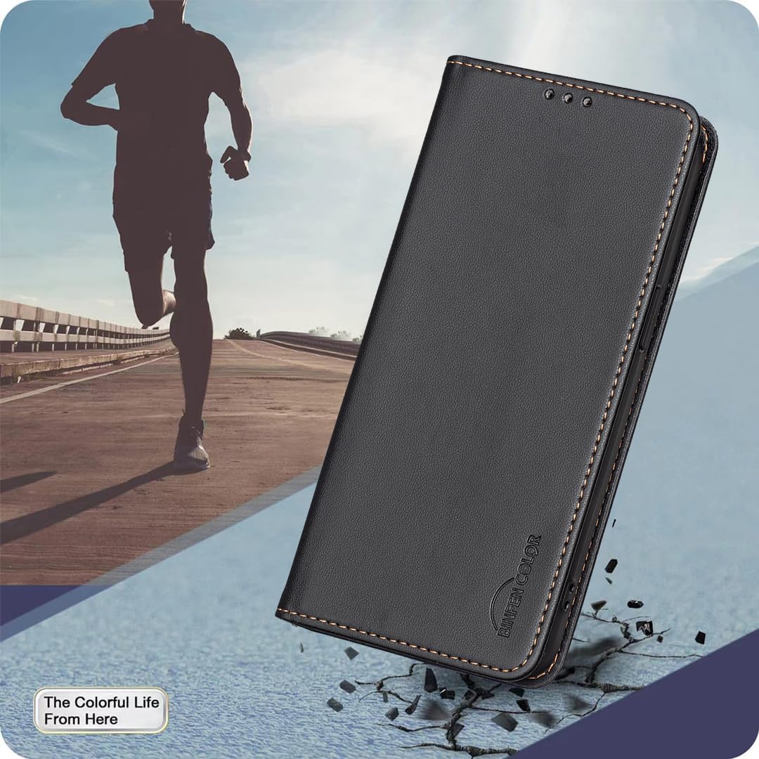 Leather Phone Case for iPhone 16E, Magnetic Leather Wallet Case, Flip Stand Shockproof Protection Gold