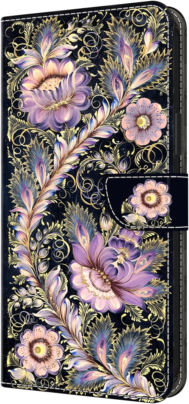 Graffiti wallet phone case for iPhone 16E, shockproof phone case, card slot wallet, flip stand phone case Mandala animal feather pattern