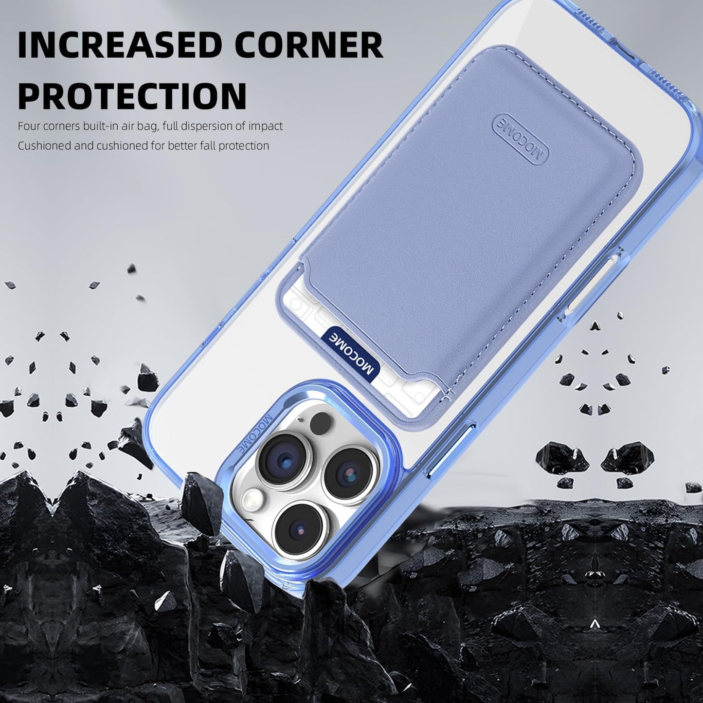 Magnetic transparent phone case for iPhone 16 Pro max, supports wireless charging, military-grade drop-proof, compatible with iPhone 16 Pro max Car magnetic bracket 2 in 1 magnetic card holder