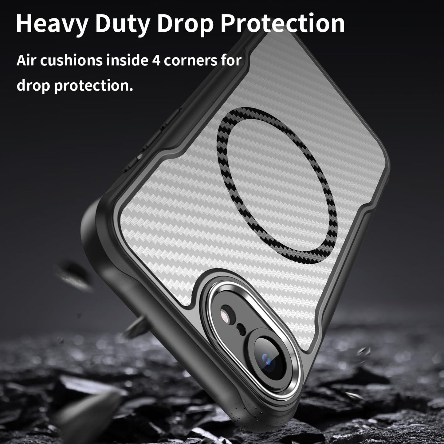 Magnetic carbon fibre case for iPhone 16E, support wireless charging, carbon fibre shockproof slim case Purple