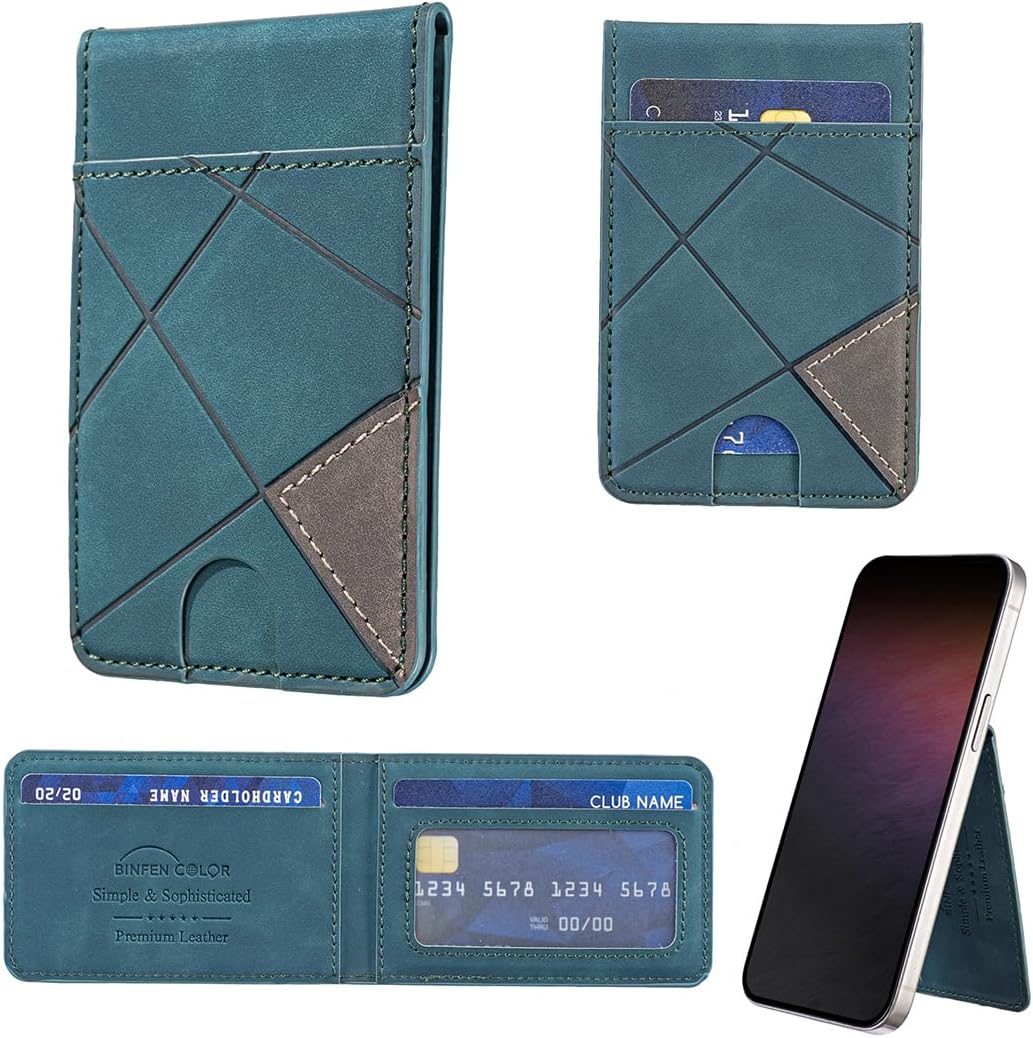 iTape Leather Magnetic Phone Wallet Compatible with Various Phone Models Android and iOS, Magnetic card holder with vertical prism Ultra-thin Trifold Wallet Card Holder Flip Stand Red