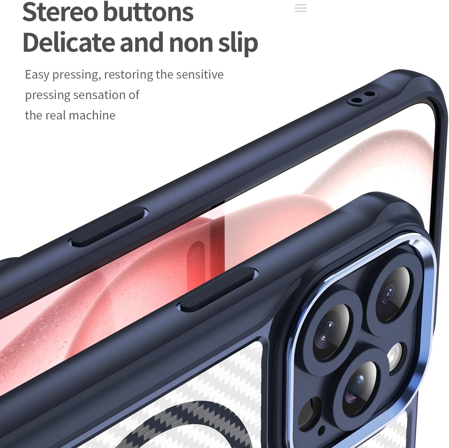 Magnetic carbon fibre case for iPhone 15 Pro max, support wireless charging, carbon fibre shockproof slim case Green