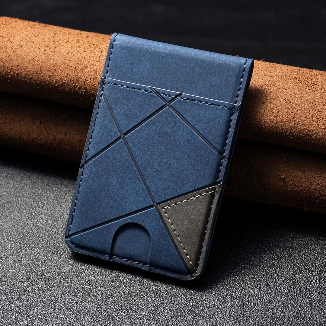 iTape Leather Magnetic Phone Wallet Compatible with Various Phone Models Android and iOS, Magnetic card holder with vertical prism Ultra-thin Trifold Wallet Card Holder Flip Stand Red
