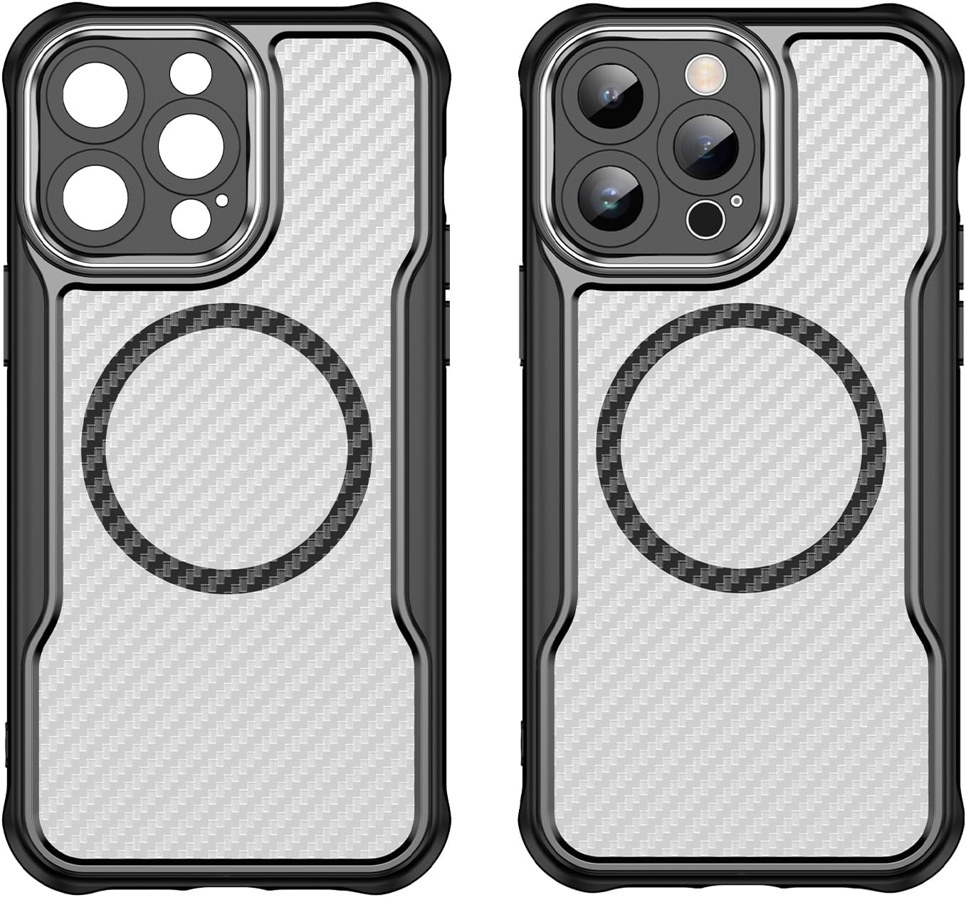Magnetic carbon fibre case for iPhone 14 Pro max, support wireless charging, carbon fibre shockproof slim case Green