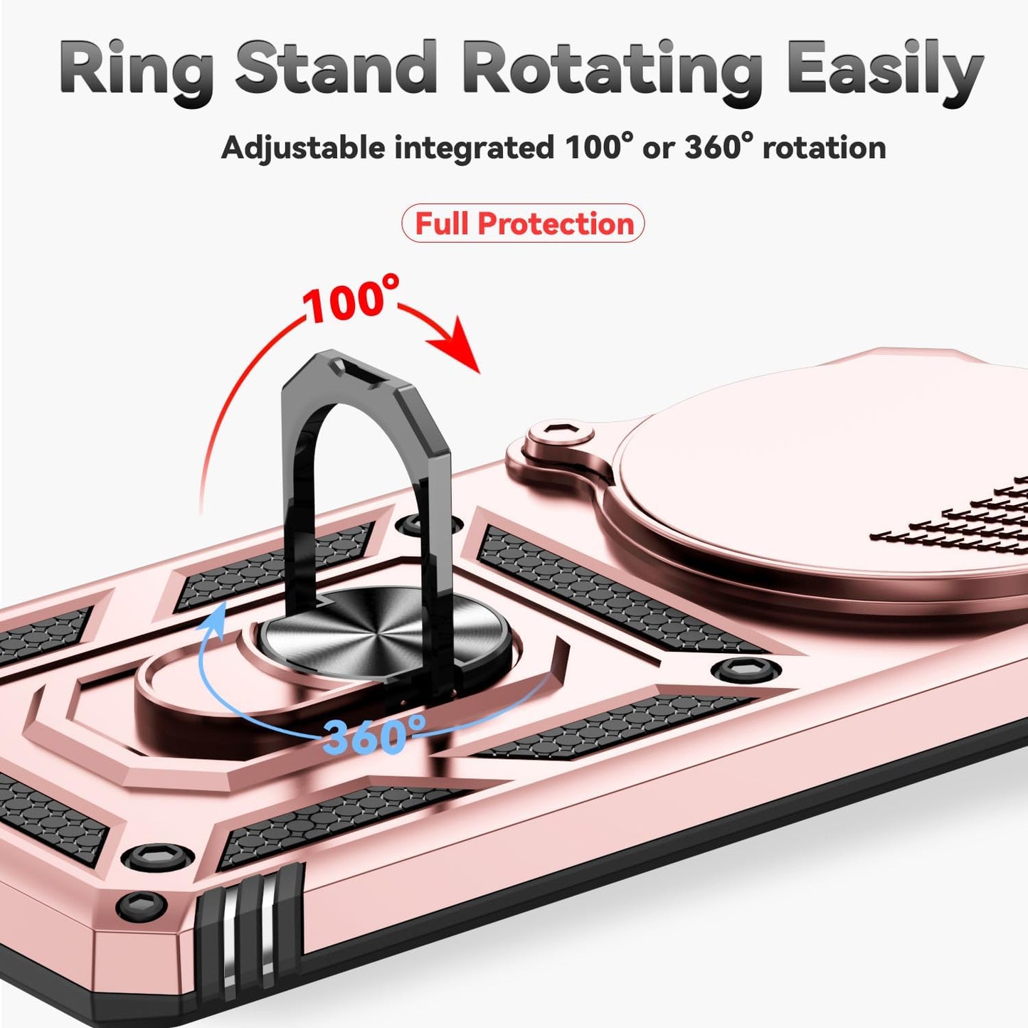 Magnetic Car Mount 2 in 1 Phone Case for Xiaomi Redmi Note 14 Pro+ 5G, Military Grade Protective Case, Phone Case Built-in 360° Rotating Ring Bracket Buckle Push Window Lens Protection