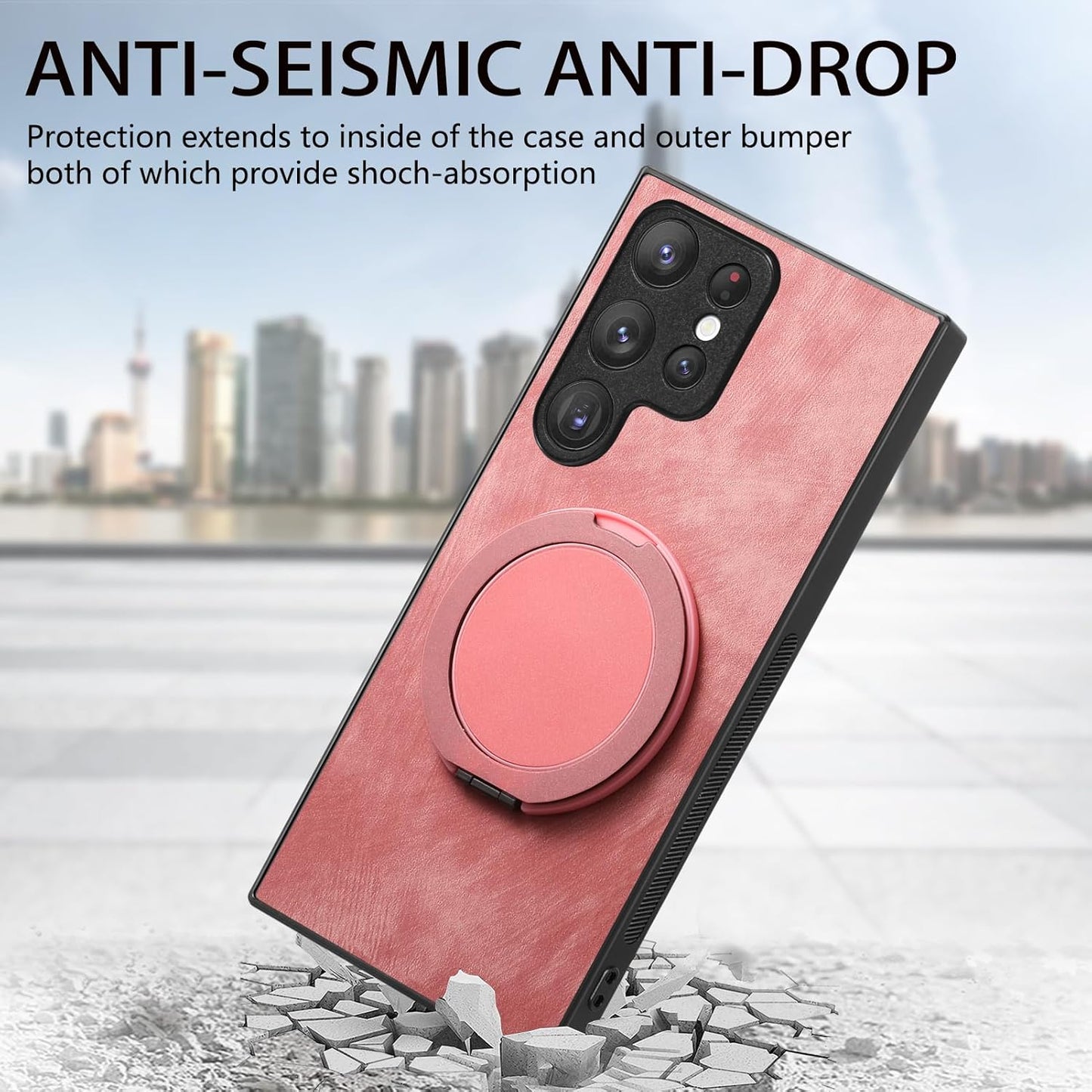 iTape Retro magnetic mobile phone case for Samsung Galaxy S25 Ultra, wireless charging magnetic car mount, round ring 360% rotating mount Green