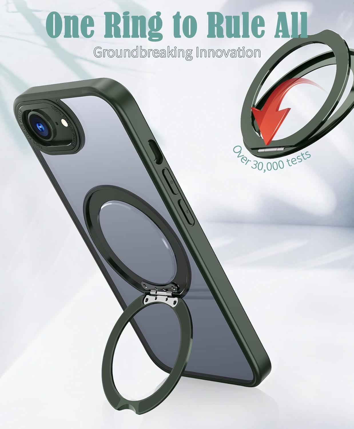 Magnetic phone case for iPhone 16E, 360° rotating bracket supports wireless charging, shockproof ultra-thin shell Gray