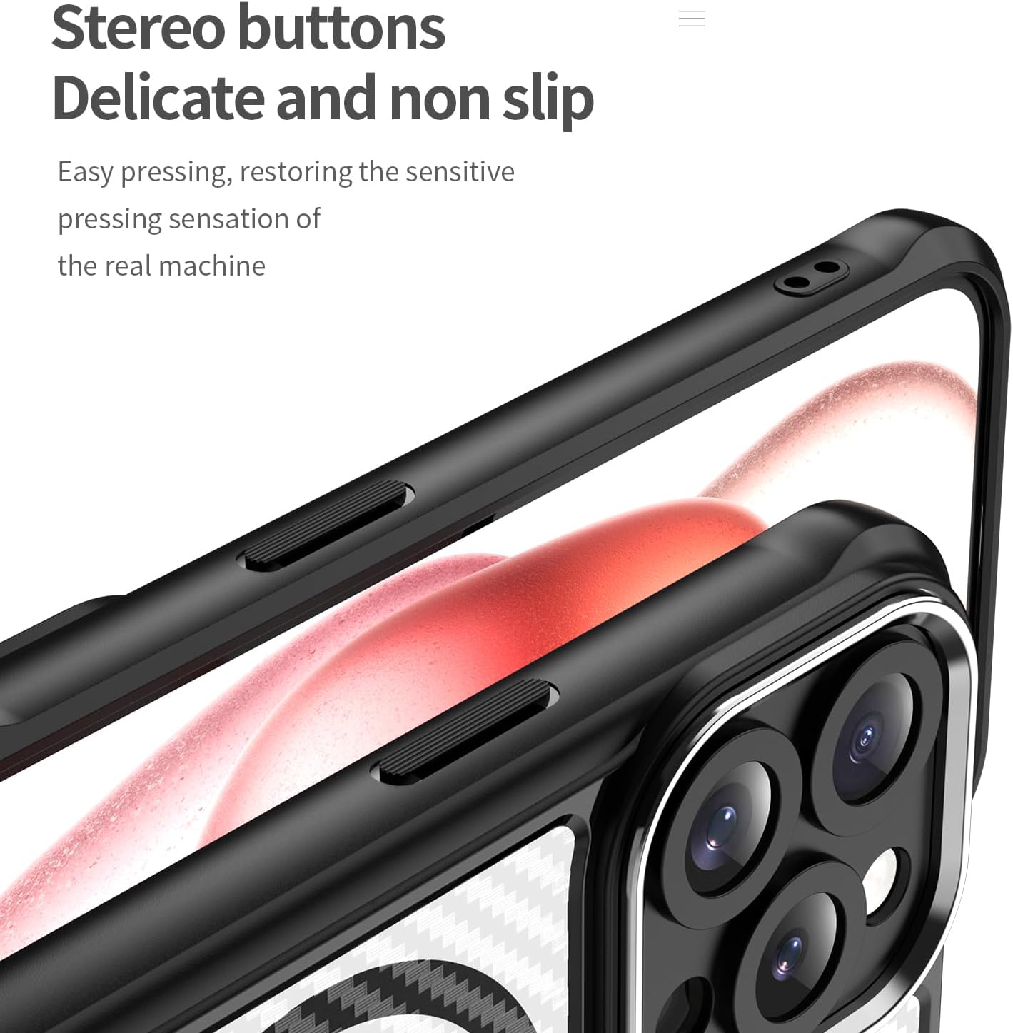 Magnetic carbon fibre case for iPhone 15 Pro, support wireless charging, carbon fibre shockproof slim case Blue