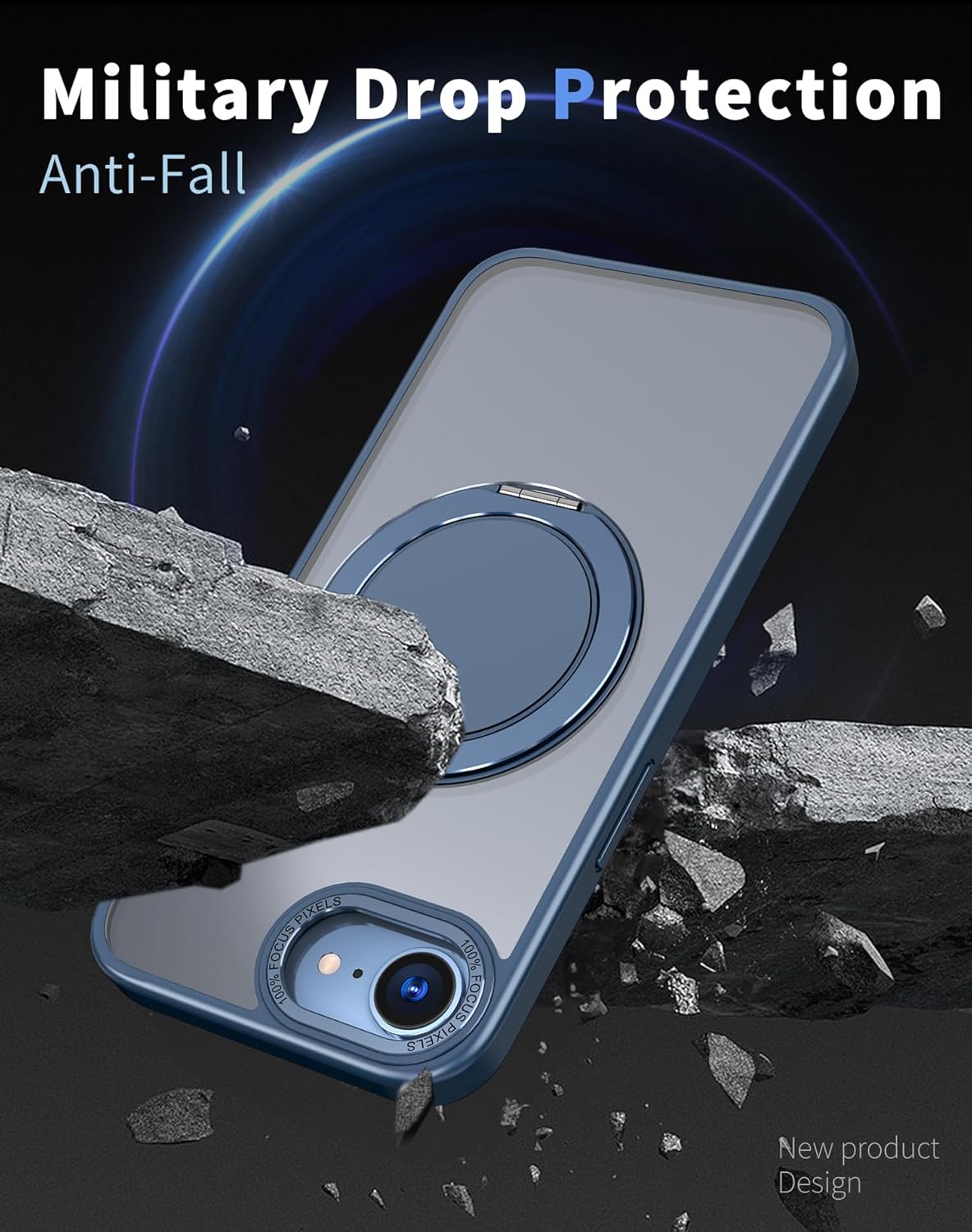 Magnetic phone case for iPhone 16E, mechanical gear 360° rotating bracket supports wireless charging, shockproof ultra-thin shell