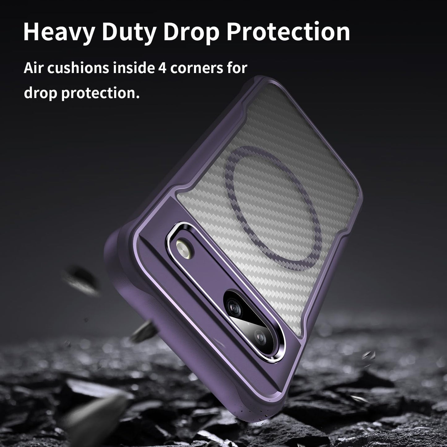 iTape Magnetic carbon fibre case forGoogle Pixel 8a, support wireless charging, carbon fibre shockproof slim case Black