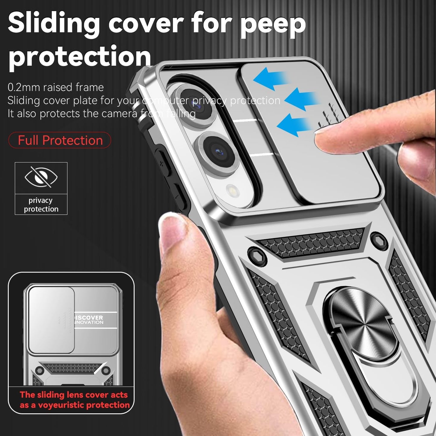 iTape Magnetic Car Mount 2 in 1 Phone Case for Samsung Galaxy S25 Edge 5G, Military Grade Protective Case, Phone Case Built-in 360° Rotating Ring Bracket Buckle Push Window Lens Protection Red