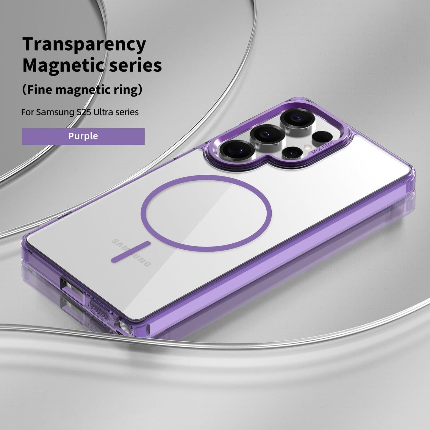 iTape Magnetic transparent phone case for Samsung Galaxy S25 Ultra, supports wireless charging, military-grade drop-proof, Car magnetic bracket 2 in 1 magnetic card holder