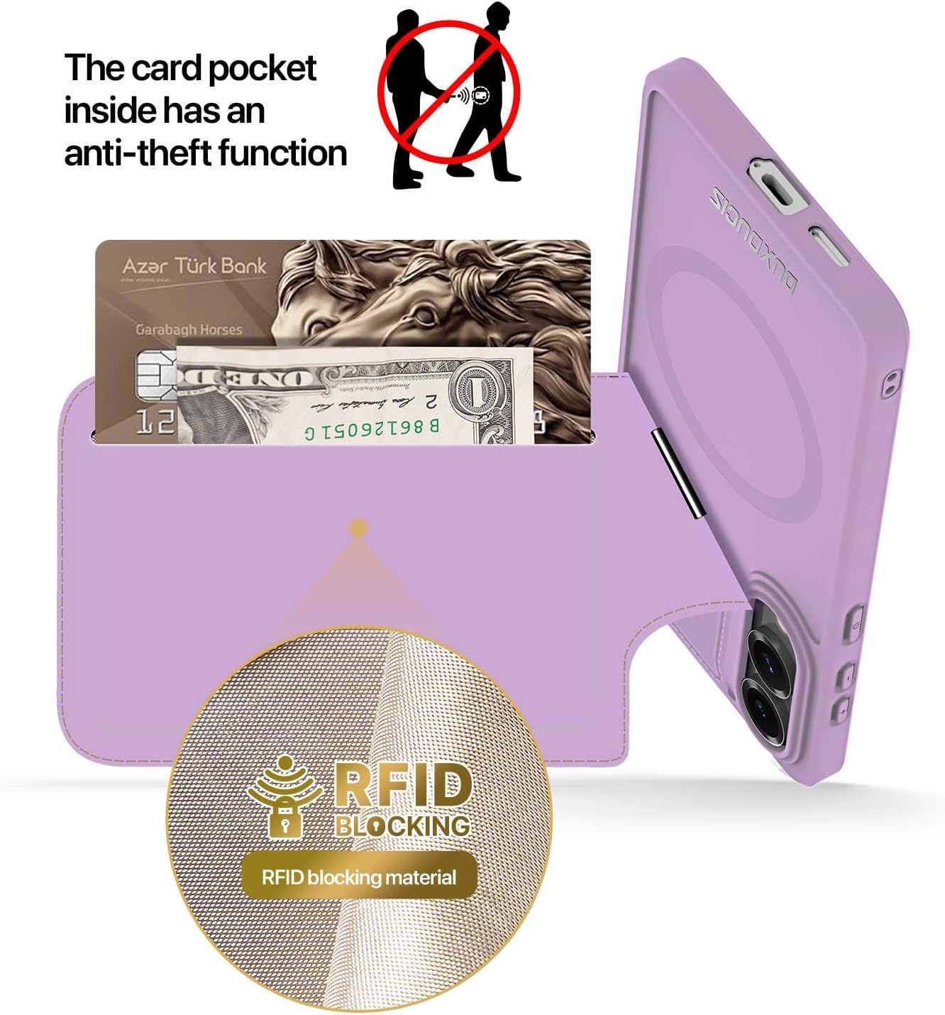 iTape 3 in 1 Magnetic Holder Phone Case for Samsung Galaxy S25 Edge, Wireless Charging Dual Card Phone Case Compatible with Samsung Galaxy S25 Edge RFID anti-theft card Purple