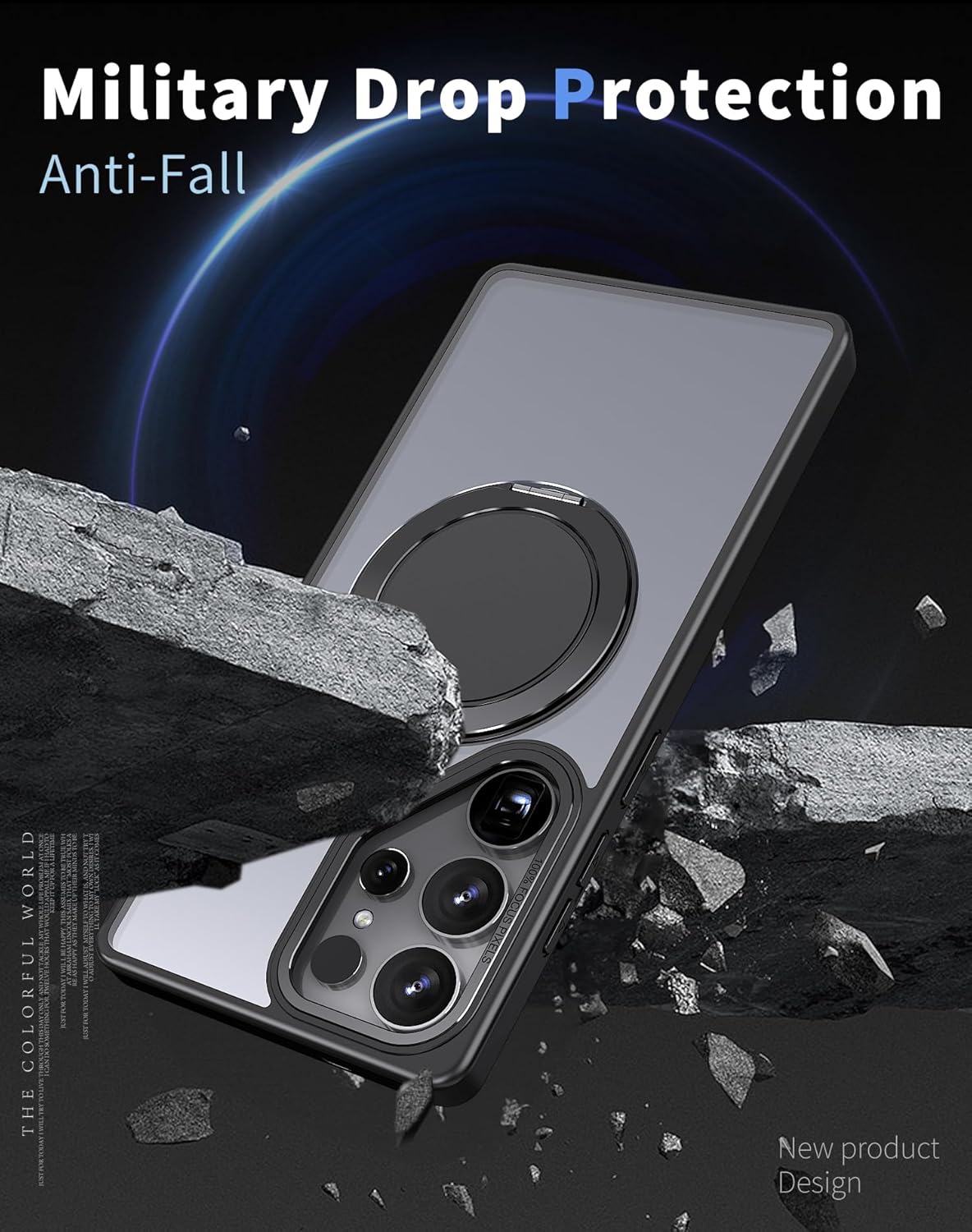 iTape Magnetic phone case for Samsung Galaxy S25 Ultra, mechanical gear 360° rotating bracket supports wireless charging, shockproof ultra-thin shell Gray