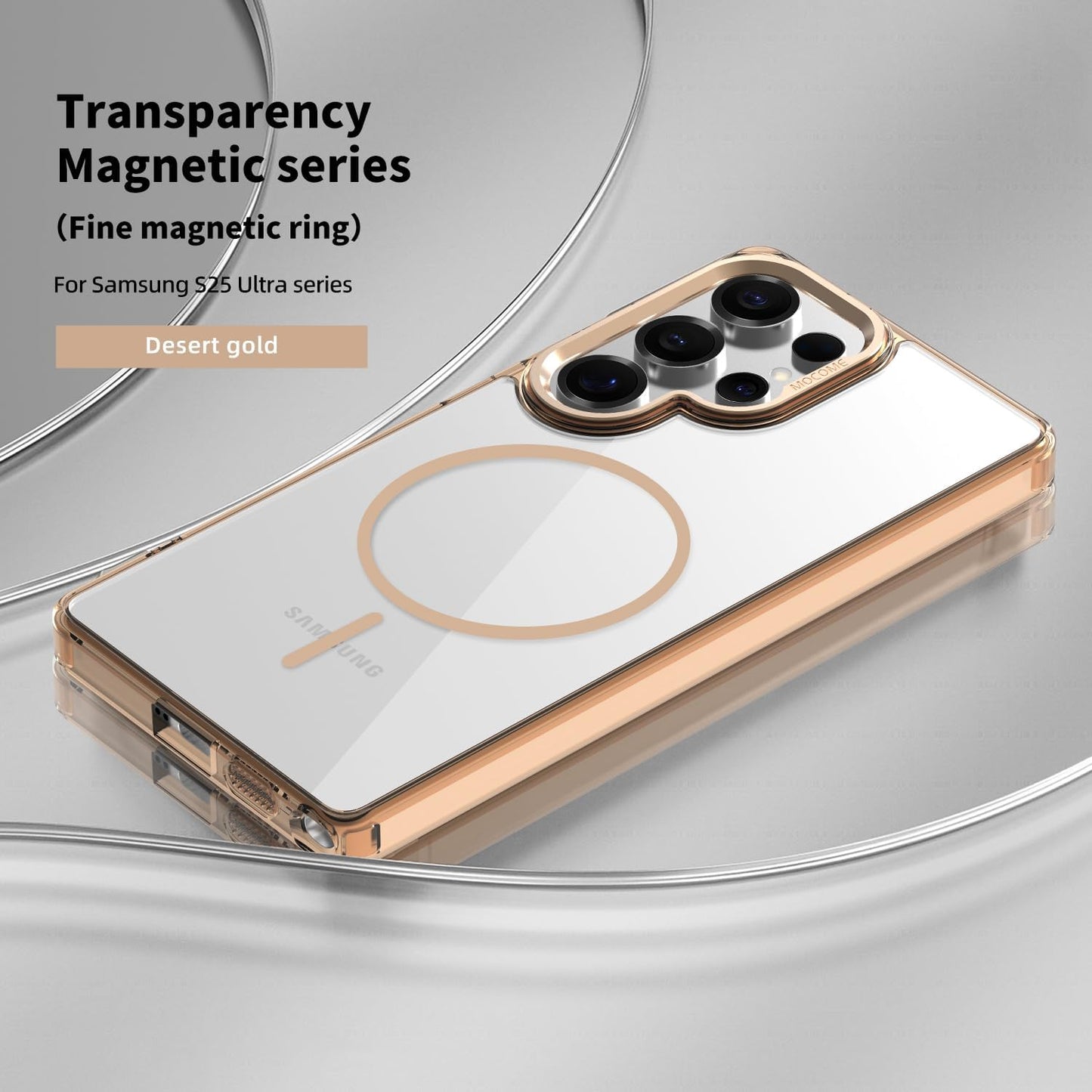 iTape Magnetic transparent phone case for Samsung Galaxy S25 Ultra, supports wireless charging, military-grade drop-proof, Car magnetic bracket 2 in 1 magnetic card holder