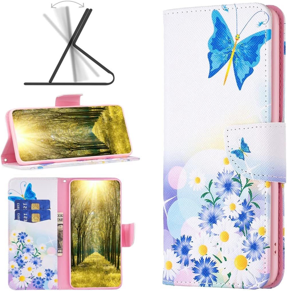 Painted phone case for iPhone 16E, magnetic closure wallet case, multiple card slots, wallet, flip cover, shockproof protection