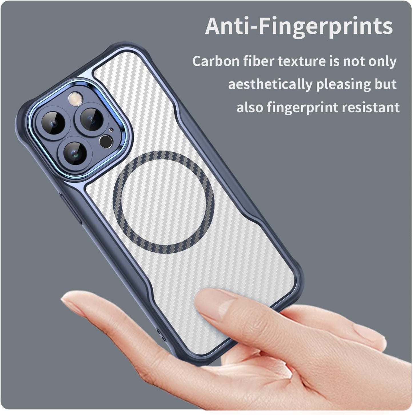 Magnetic carbon fibre case for iPhone 14 Pro max, support wireless charging, carbon fibre shockproof slim case Green
