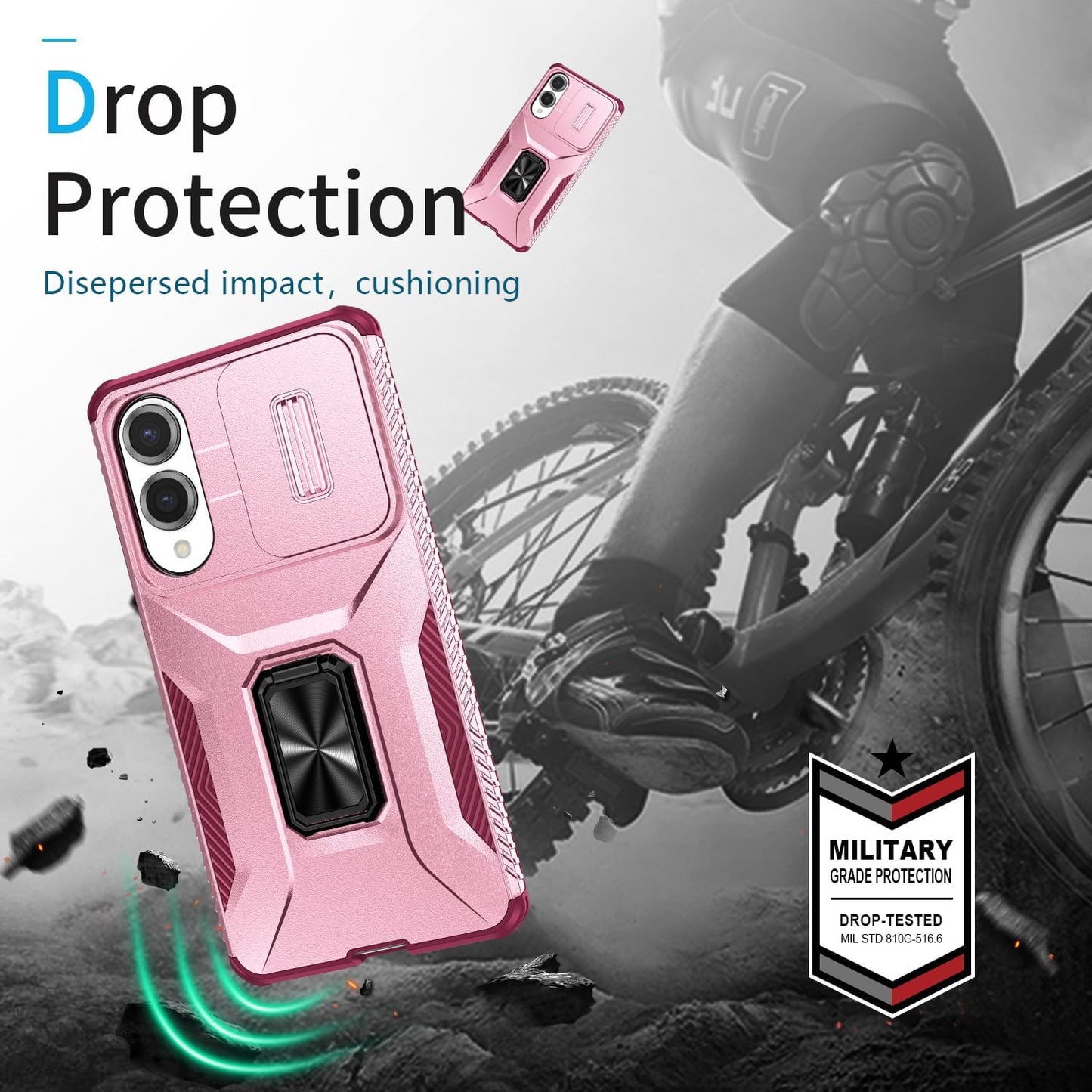 Magnetic car mount 2 in 1 phone case for Samsung Galaxy S25 Edge, double layer shockproof and drop-proof protective case. 360° rotating bracket finger ring buckle push window lens protection