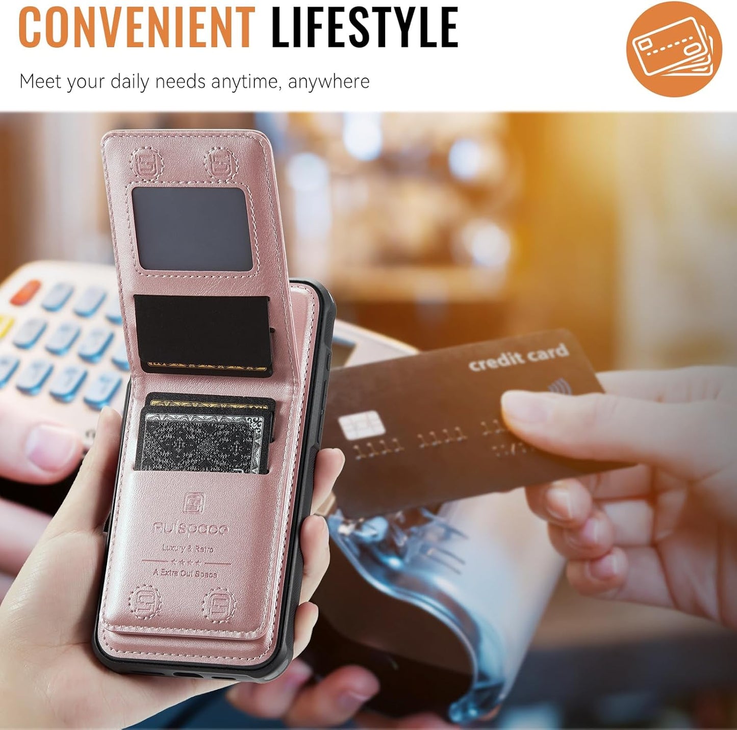 Up and down card holder mobile phone case suitable for iPhone 16, RFID (anti-theft), supports car magnetic suction function, card slot wallet holder Blue