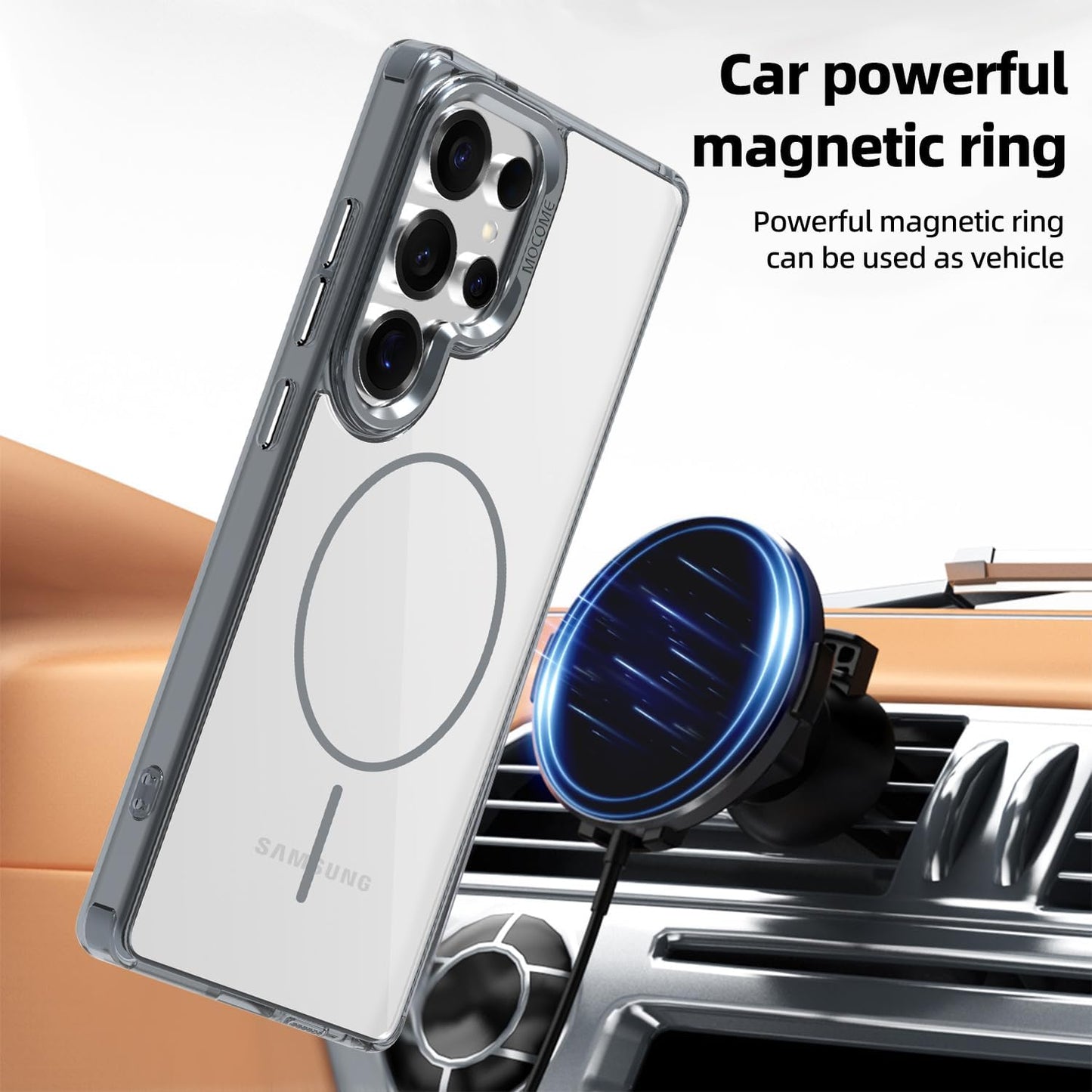 iTape Magnetic transparent phone case for Samsung Galaxy S25 Ultra, supports wireless charging, military-grade drop-proof, Car magnetic bracket 2 in 1 magnetic card holder