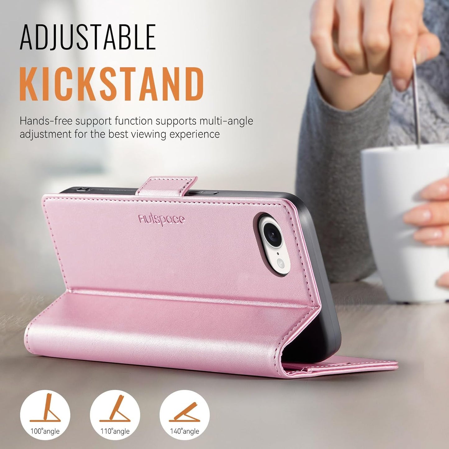 Soft leather wallet case for iPhone 16E, RFID (anti-theft), wallet card slot flip cover stand for iPhone 16E Support wireless charging Gray