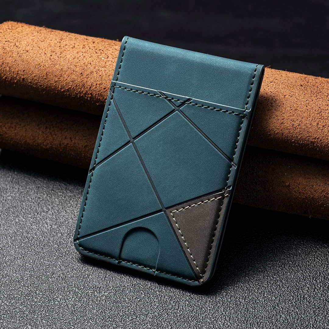 iTape Leather Magnetic Phone Wallet Compatible with Various Phone Models Android and iOS, Magnetic card holder with vertical prism Ultra-thin Trifold Wallet Card Holder Flip Stand Red