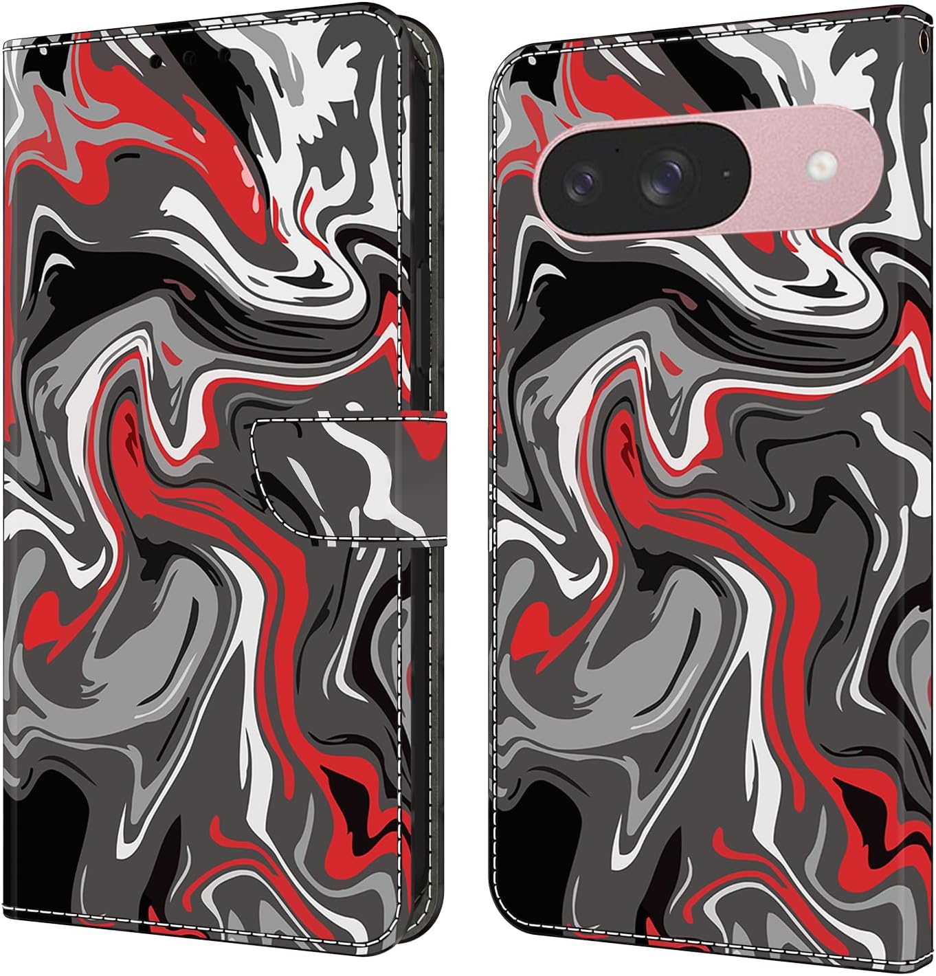 iTape Graffiti wallet phone case for Google Pixel 9, shockproof phone case, card slot wallet, flip stand phone case