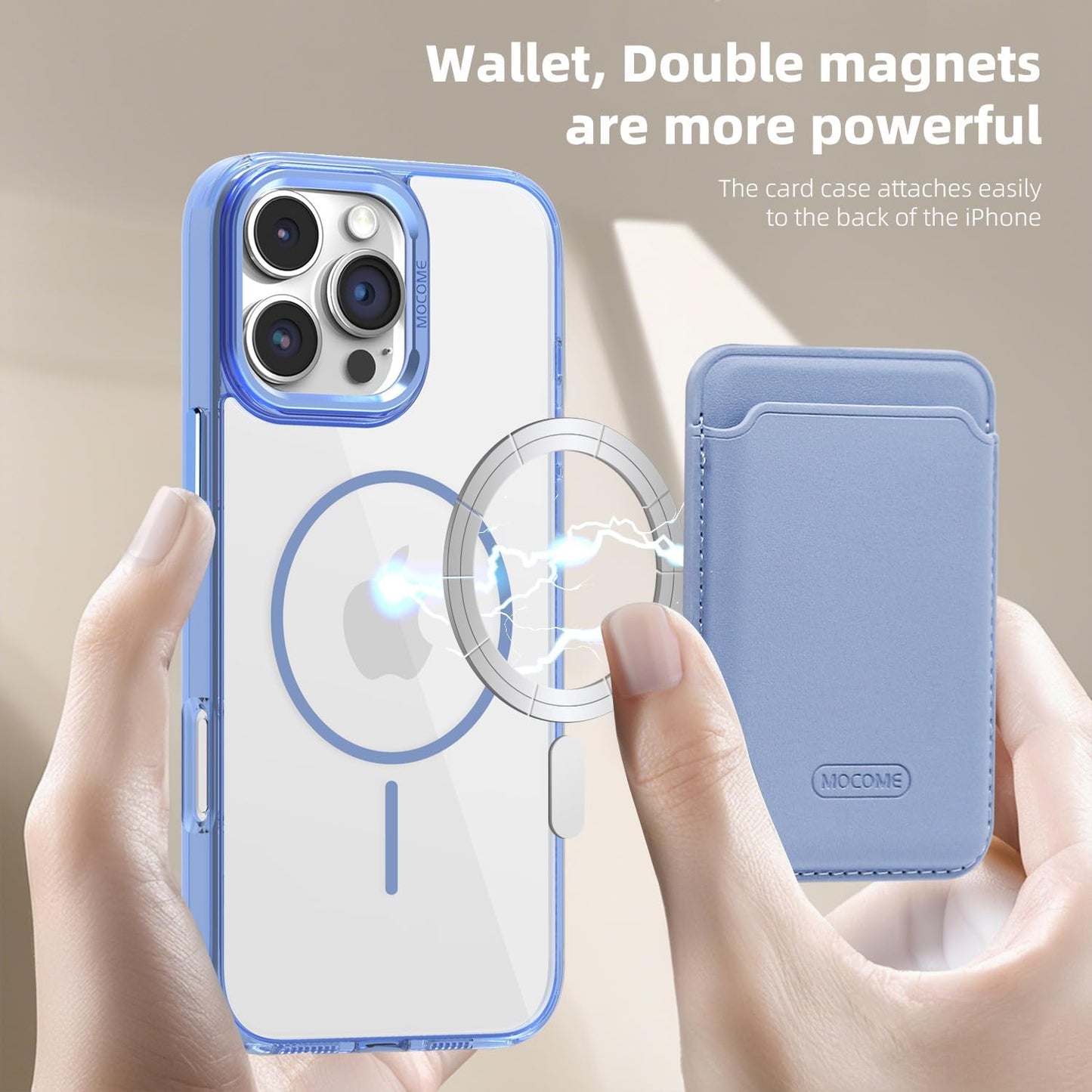 Magnetic transparent phone case for iPhone 16 Pro max, supports wireless charging, military-grade drop-proof, compatible with iPhone 16 Pro max Car magnetic bracket 2 in 1 magnetic card holder