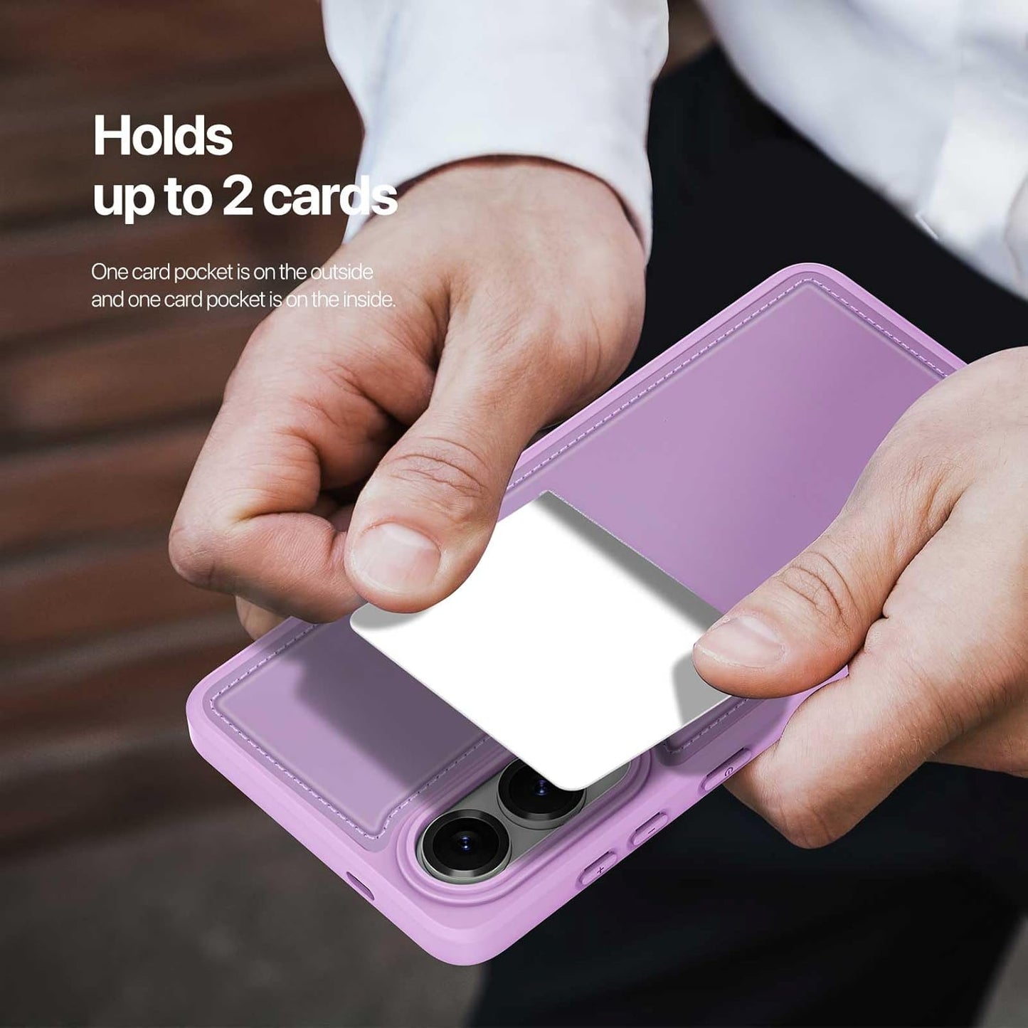 iTape 3 in 1 Magnetic Holder Phone Case for Samsung Galaxy S25 Edge, Wireless Charging Dual Card Phone Case Compatible with Samsung Galaxy S25 Edge RFID anti-theft card Purple