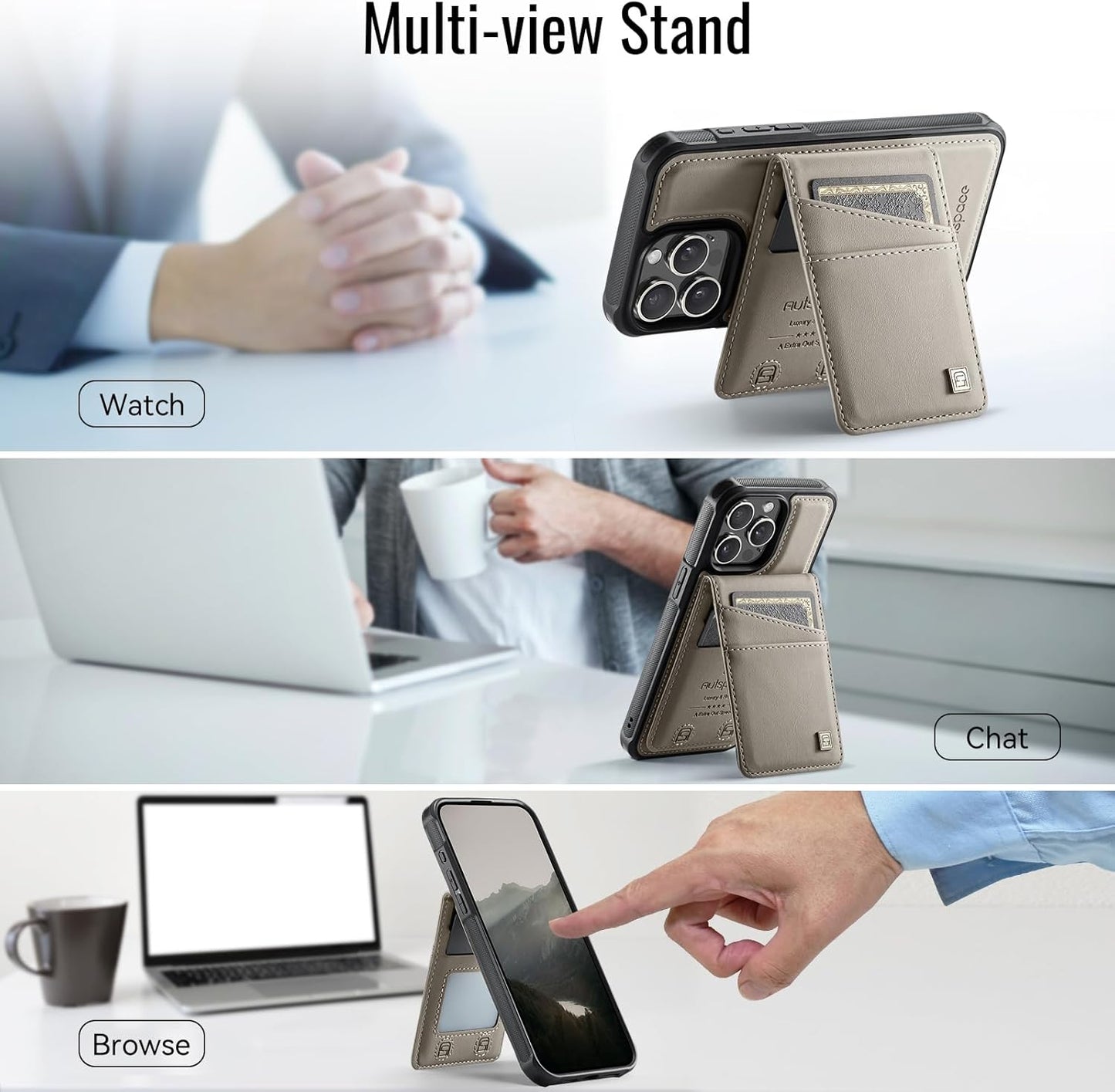 Up and down card holder mobile phone case suitable for iPhone 14 Pro max, RFID (anti-theft), supports car magnetic suction function, card slot wallet holder Black