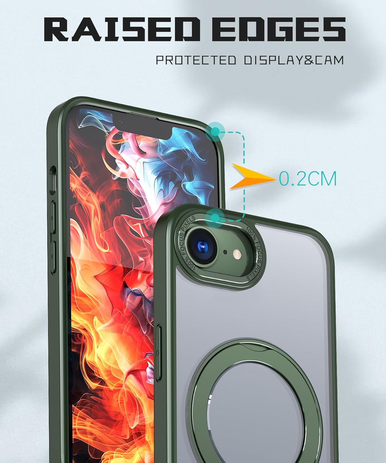 Magnetic phone case for iPhone 16E, 360° rotating bracket supports wireless charging, shockproof ultra-thin shell Gray