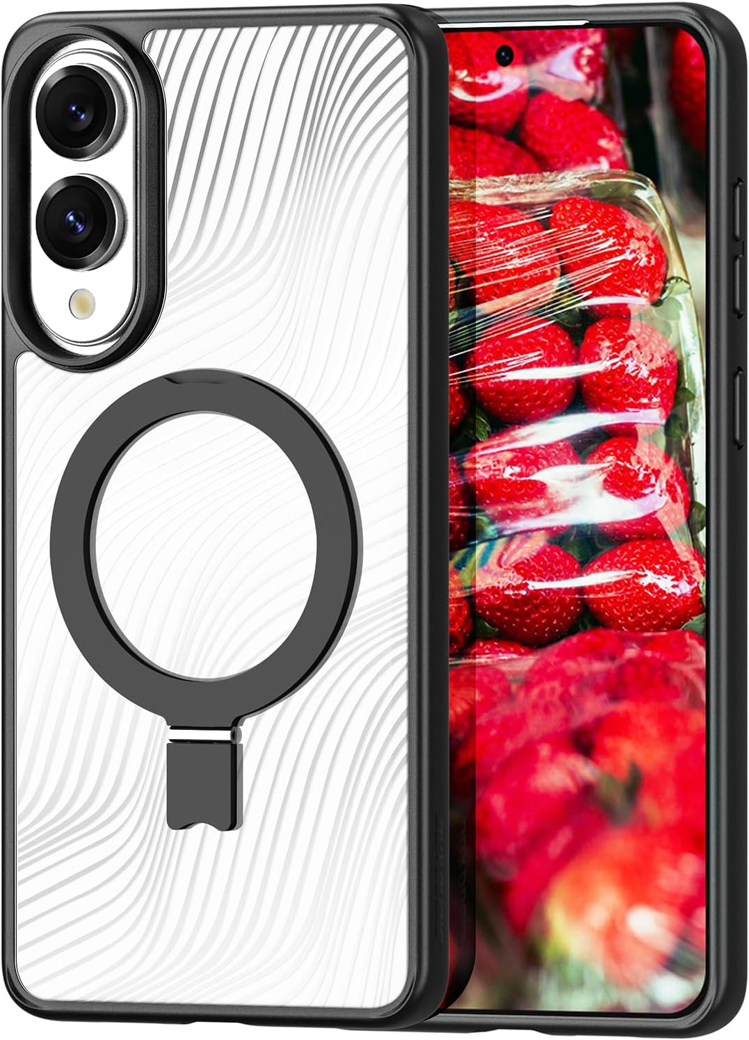 iTape Transparent magnetic mobile phone case for Samsung Galaxy S25 Edge mobile phone case, wireless charging + silicone shockproof protective case, no yellowing With bracket