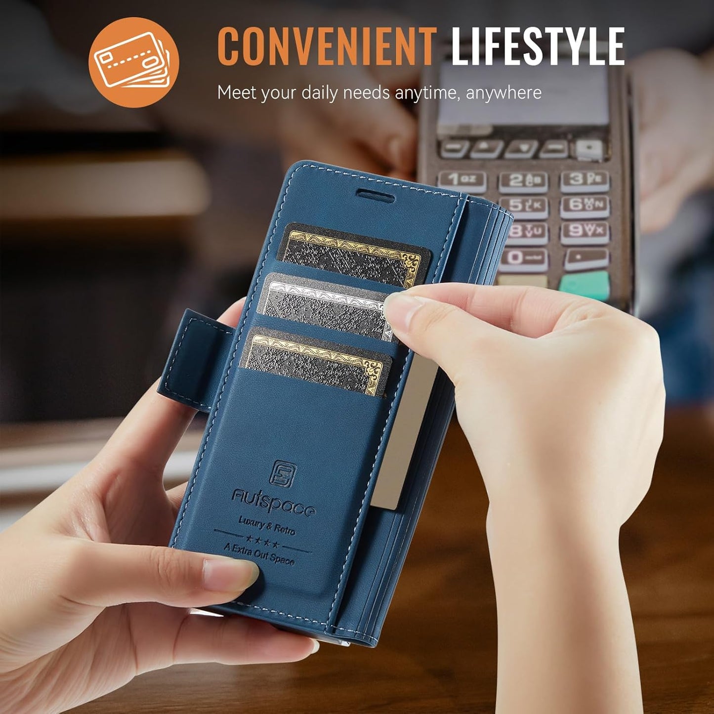 iTape Soft leather wallet case for Samsung Z Fold6, RFID (anti-theft), wallet card slot flip cover stand for Samsung Z Fold6 Support wireless charging Rose Gold
