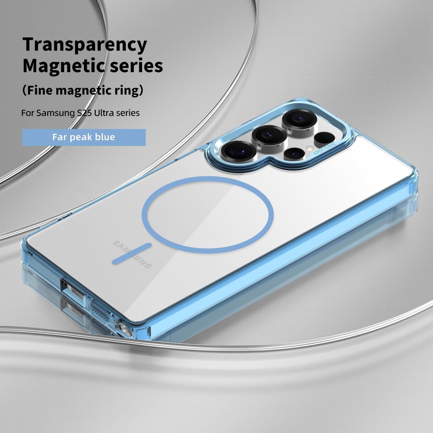 iTape Magnetic transparent phone case for Samsung Galaxy S25 Ultra, supports wireless charging, military-grade drop-proof, Car magnetic bracket 2 in 1 magnetic card holder