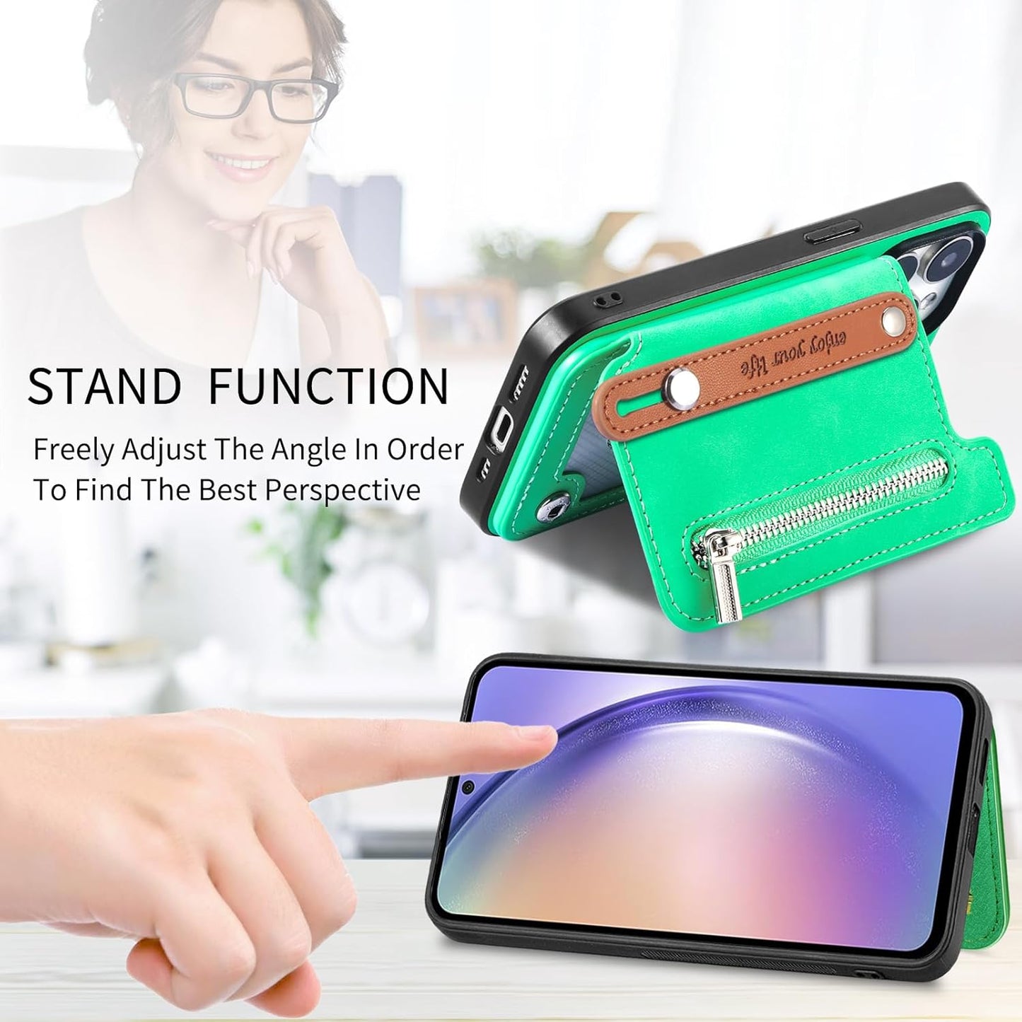 iTape Retro magnetic mobile phone case for Samsung Galaxy S25+, wireless charging magnetic car mount, Card slot, card holder, wrist strap bracket RFID anti-theft card Orange