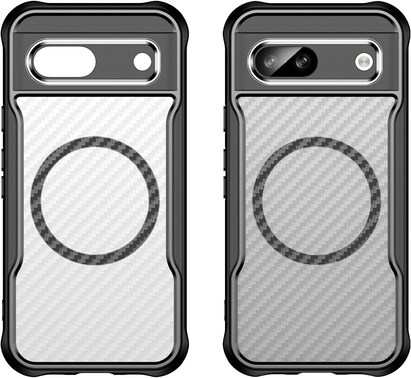 iTape Magnetic carbon fibre case forGoogle Pixel 8a, support wireless charging, carbon fibre shockproof slim case Black